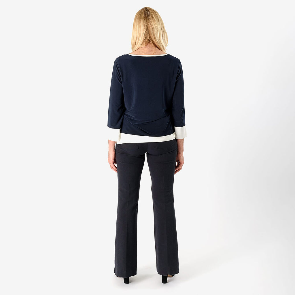 La Marey Color Block Tunic (Size L) - Navy with Cream Border