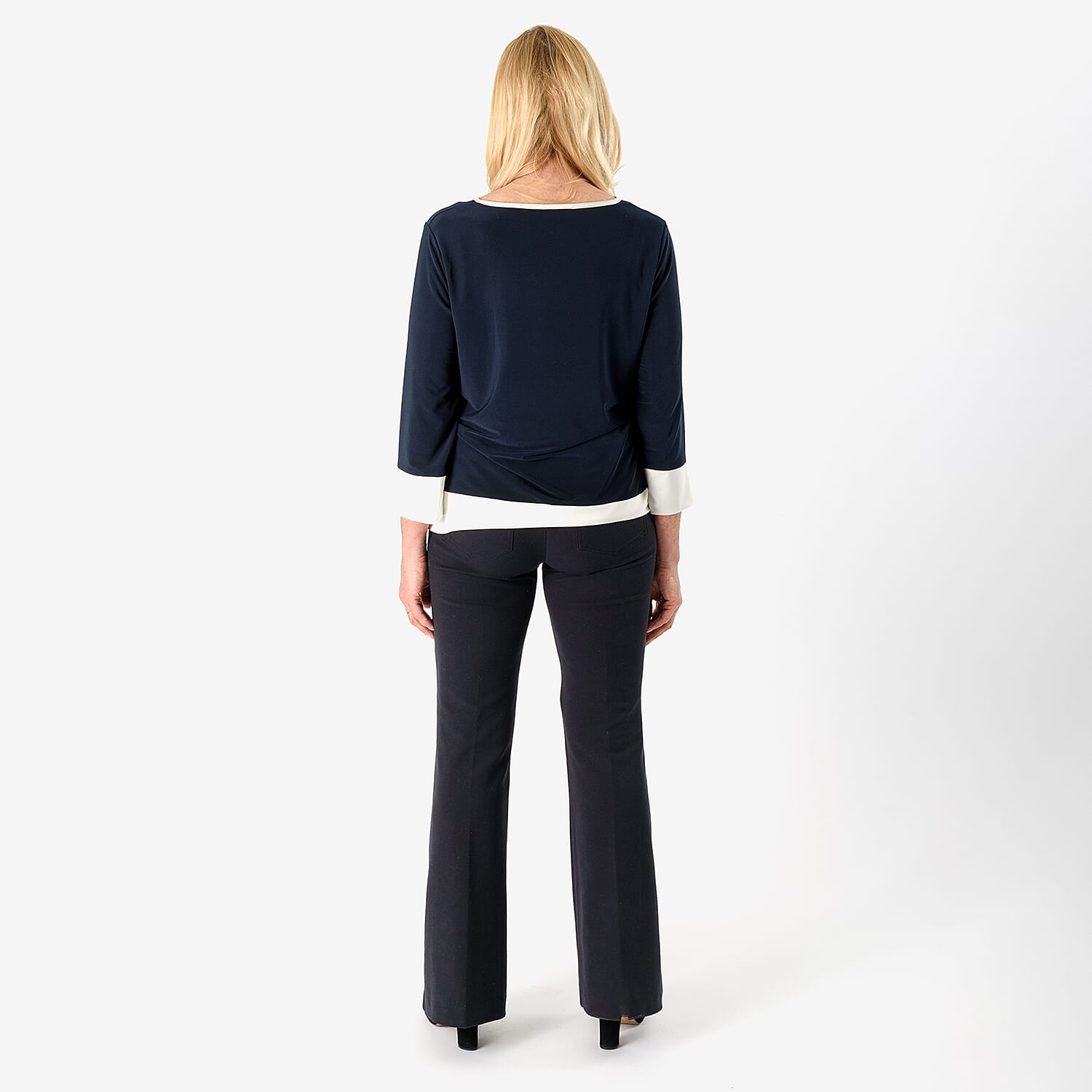 La Marey Color Block Tunic (Size L) - Navy with Cream Border