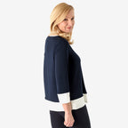 La Marey Color Block Tunic (Size L) - Navy with Cream Border