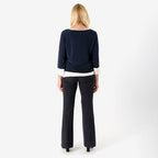 La Marey Color Block Tunic (Size XL) - Navy with Cream Border