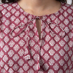 La Marey Cotton Block Dress (Size 125x1 cm) - Burgundy & Navy