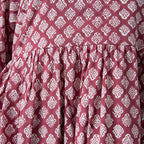 La Marey Cotton Block Dress (Size 125x1 cm) - Burgundy & Navy