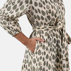 Sukriti 100 % Cotton Hand Block Leaf Print Dress with Belt (Size S) - Light Yellow