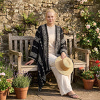 La Marey Cotton Embroidery Midi Kimono (One Size) - Black