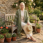 La Marey Cotton Embroidery Midi Kimono (One Size) - Green
