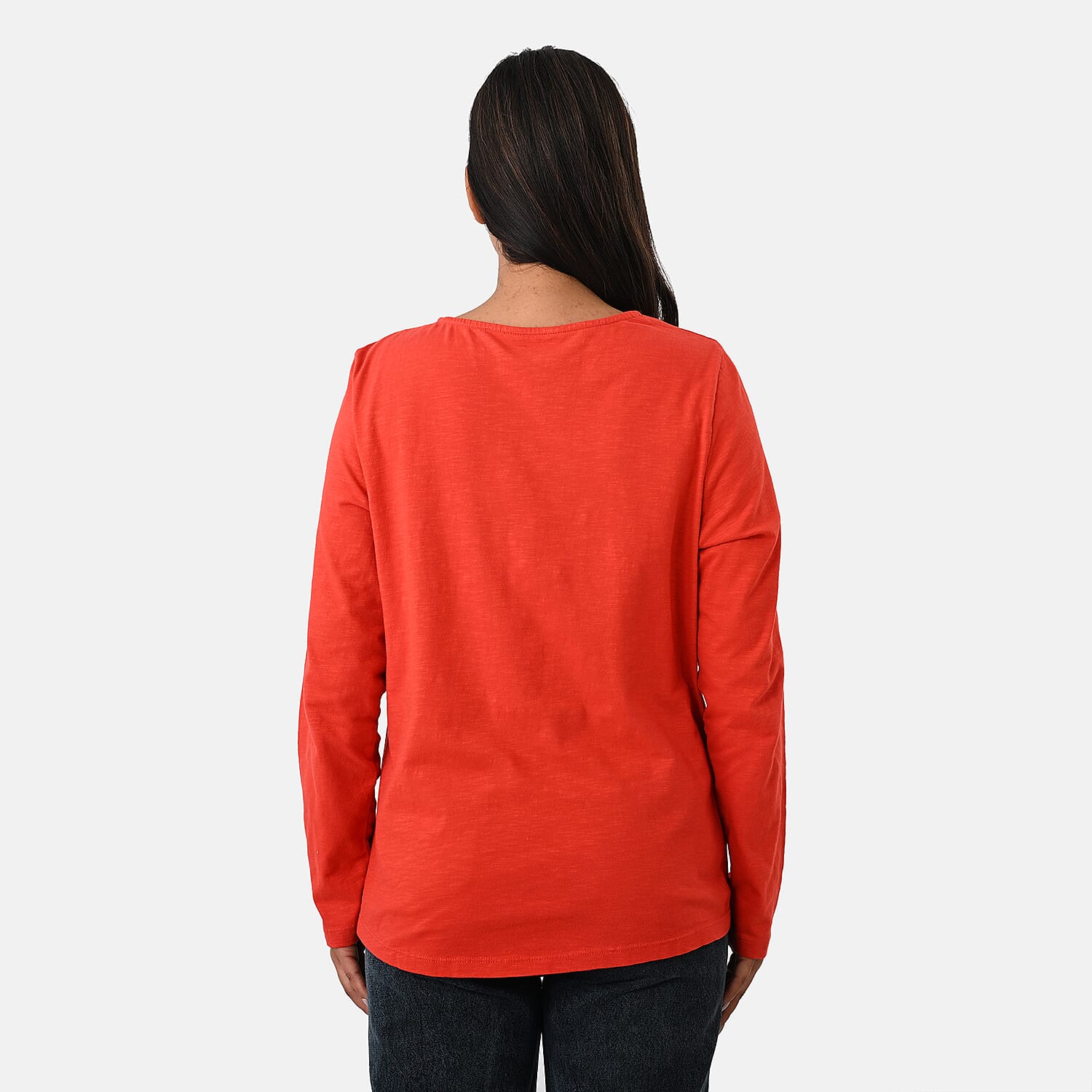 La Marey Cotton Floral Heart Embroidered Full Sleeves T-Shirt (Size L, Fit 16 To 18) - Red