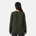 La Marey Cotton Floral Heart Embroidered Full Sleeves T-Shirt (Size S, Fit 8 To 10) - Khaki