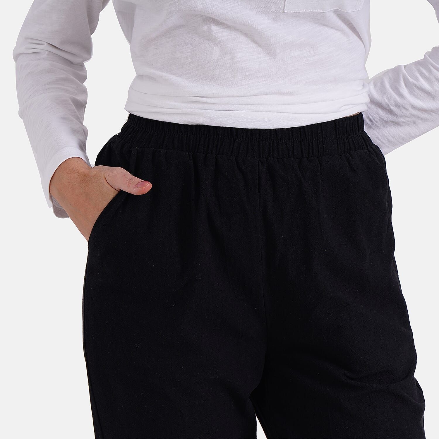 La Marey 100% Cotton Casual Trousers (Size 12 to 14) - Black
