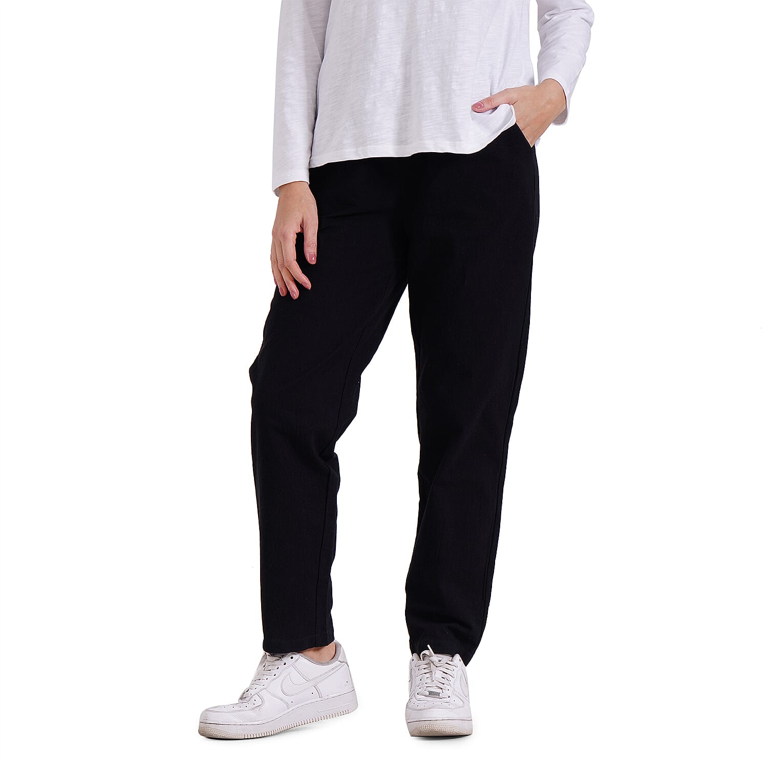 La Marey 100% Cotton Casual Trousers (Size 24 to 26) - Black
