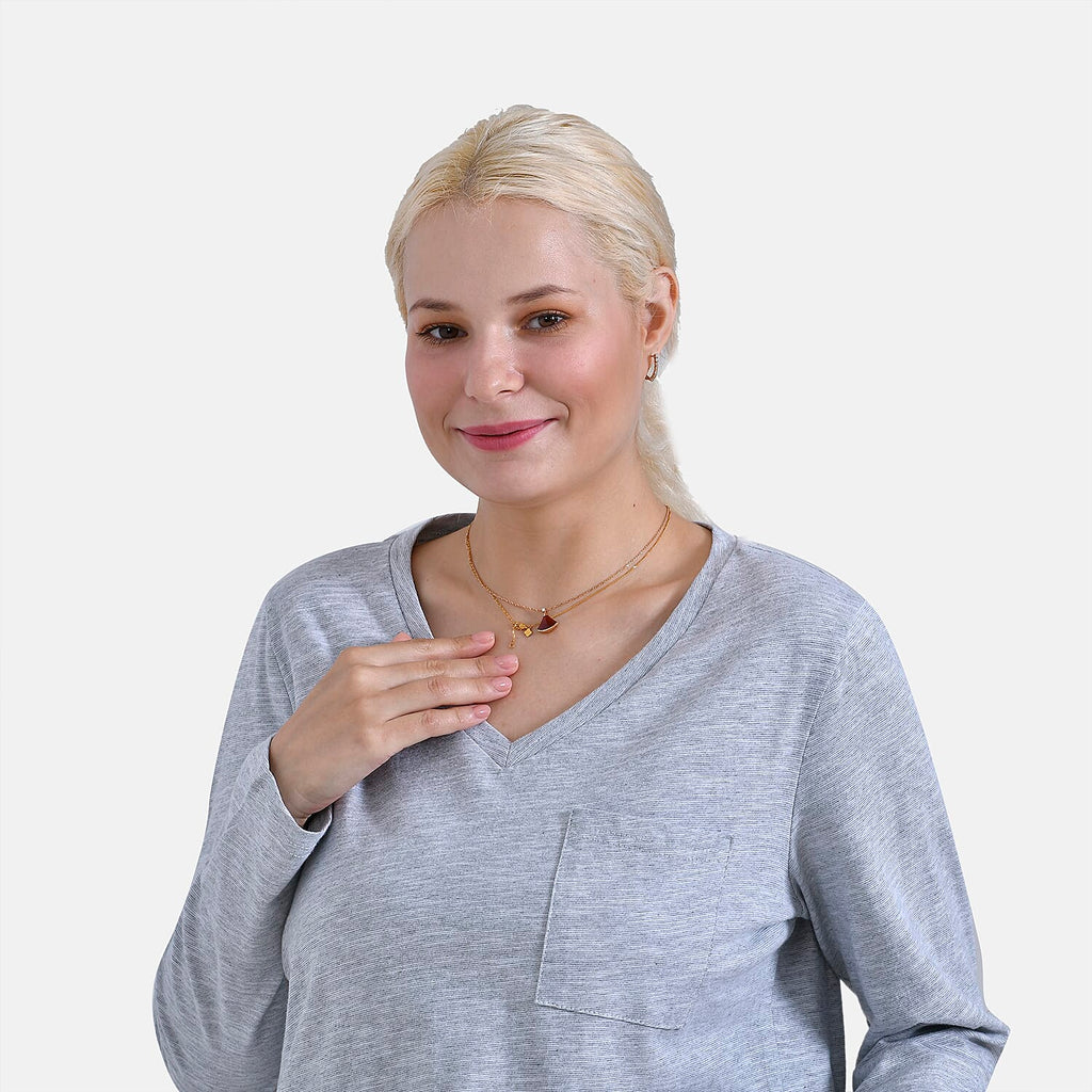 La Marey 100% Cotton V-Neck Long Sleeve Classic Top (Size 24 to 26) - Grey