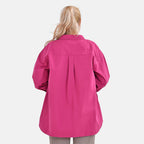 La Marey 100% Cotton Button Down Plain Blouse (Size XL) - Fuchsia
