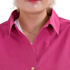 La Marey 100% Cotton Button Down Plain Blouse (Size XL) - Fuchsia