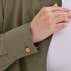 La Marey 100% Cotton Button Down Plain Blouse (Size XL) - Olive