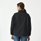 La Marey 100% Cotton Solid Jacket (Size M, 12  to 14) - Black