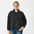La Marey 100% Cotton Solid Jacket (Size M, 12  to 14) - Black