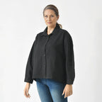 La Marey 100% Cotton Solid Jacket (Size XL, 20  to 22) - Black
