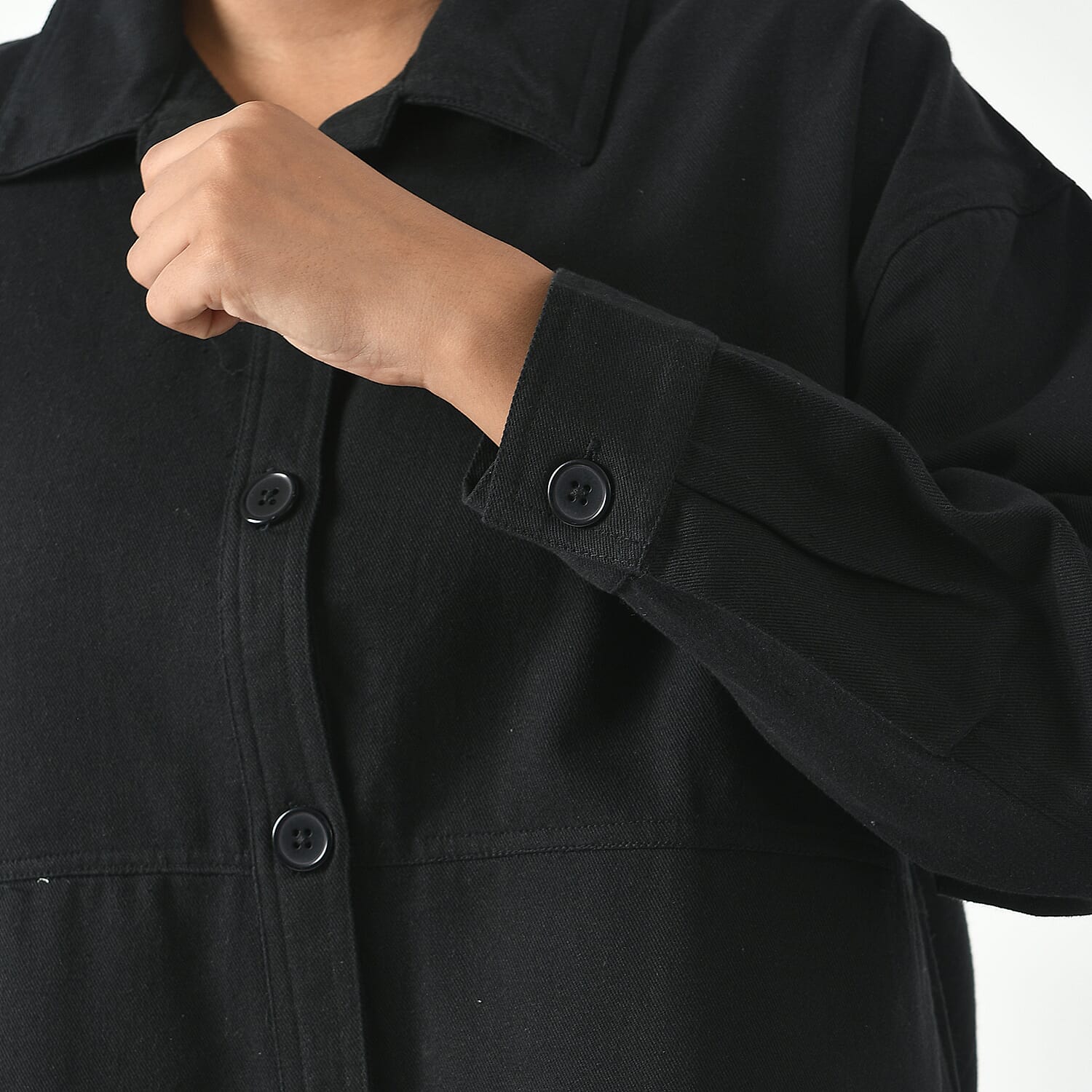 La Marey 100% Cotton Solid Jacket (Size XL, 20  to 22) - Black
