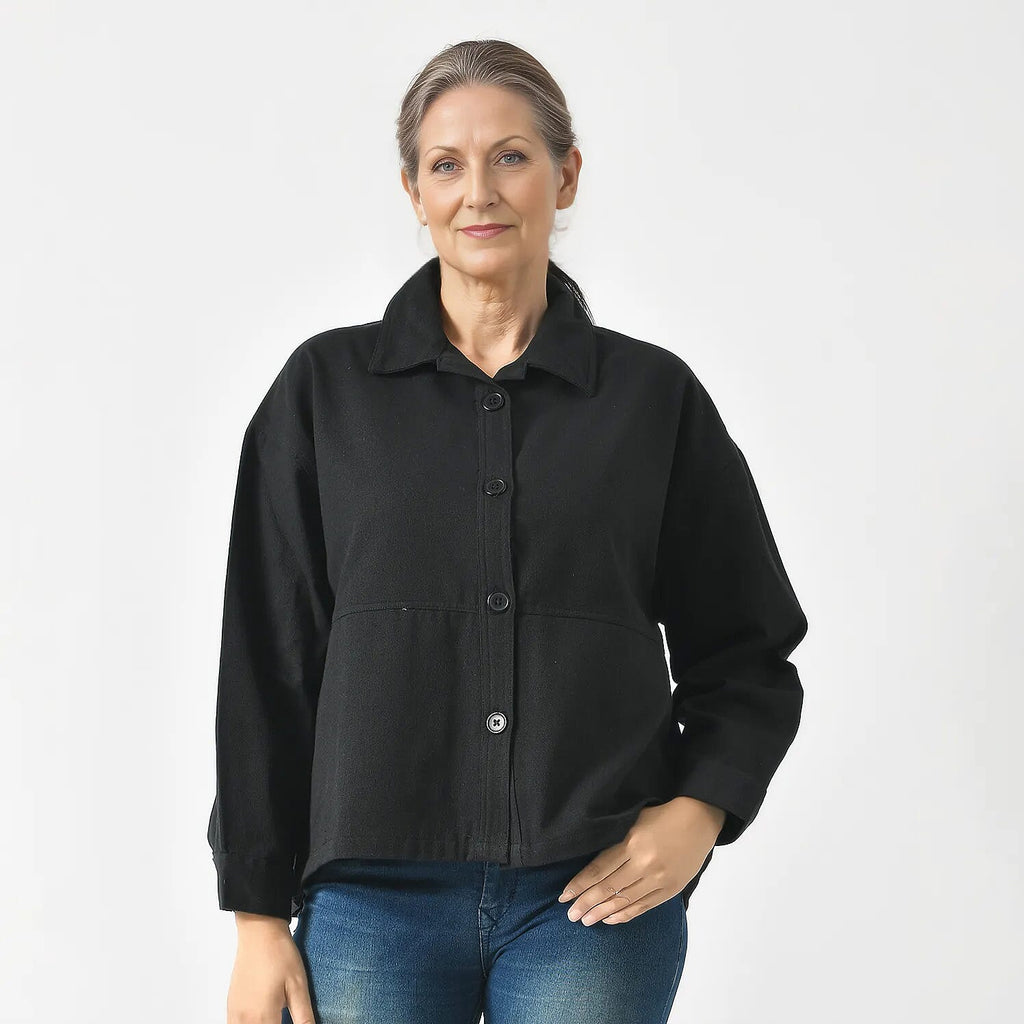La Marey 100% Cotton Solid Jacket (Size XXL, 24  to 26) - Black