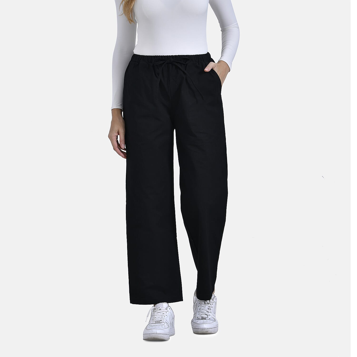 La Marey 100% Cotton Elastic Waist Casual Wear Trousers (Size 20) - Black
