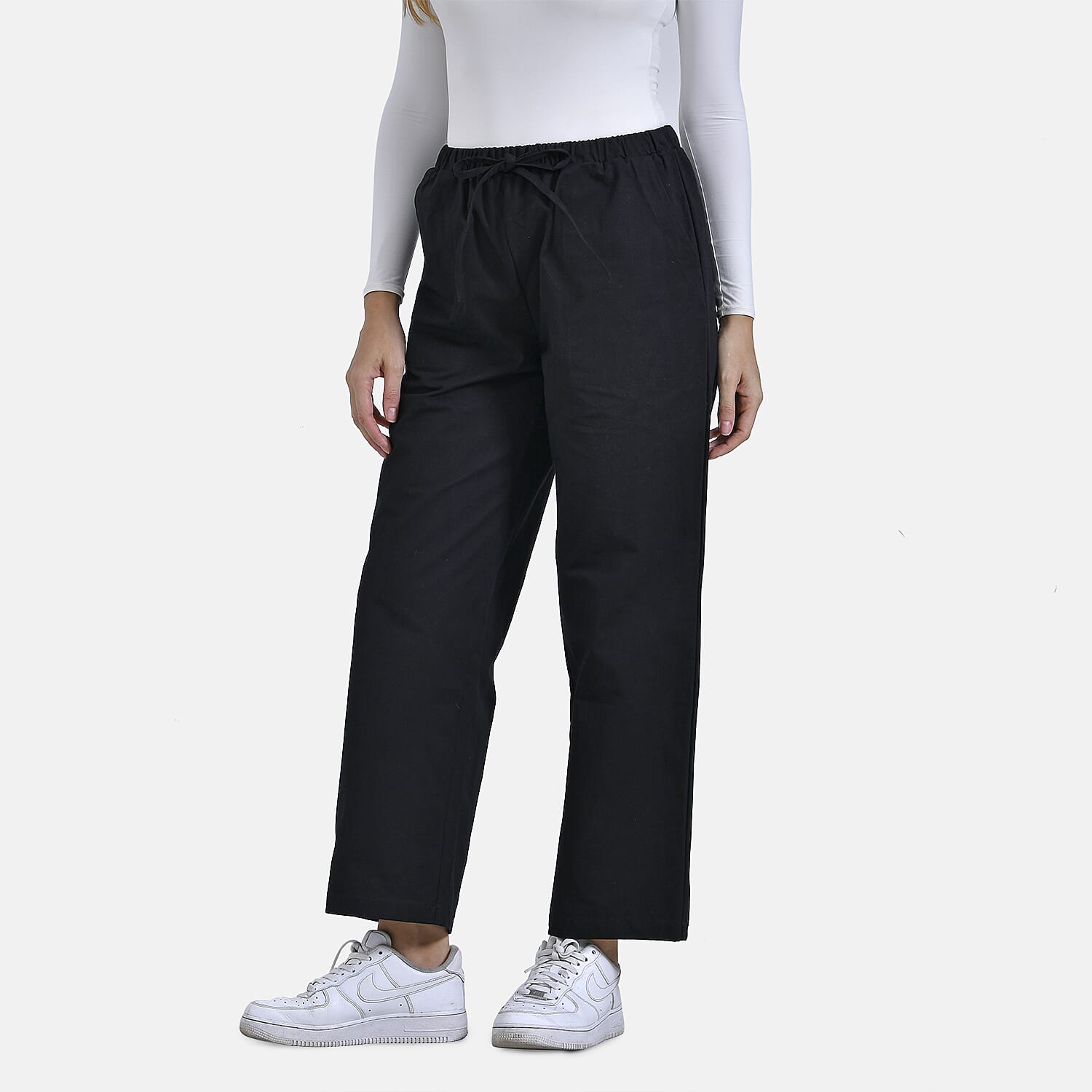 La Marey 100% Cotton Elastic Waist Casual Wear Trousers (Size 20) - Black