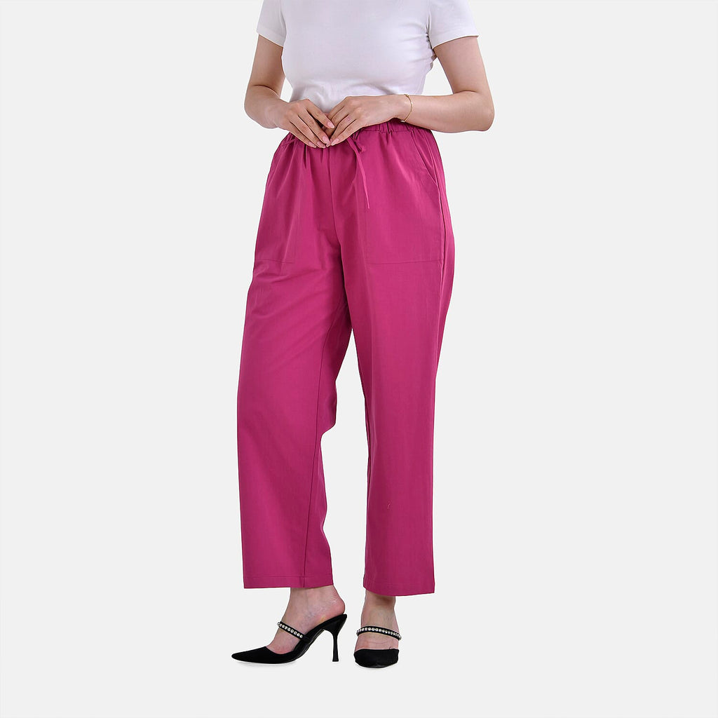 La Marey 100% Cotton Elastic Band Trouser (Size 22) - Fuchsia