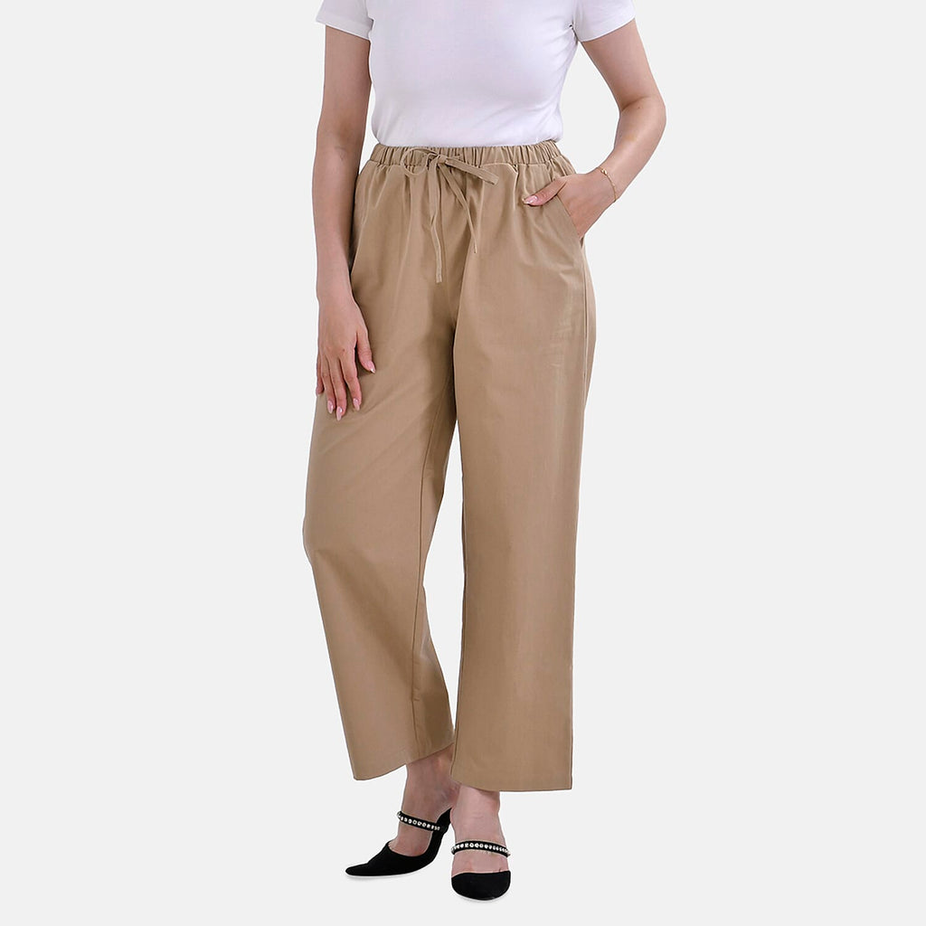 La Marey 100% Cotton Elastic Band Trouser (Size 14) - Khaki