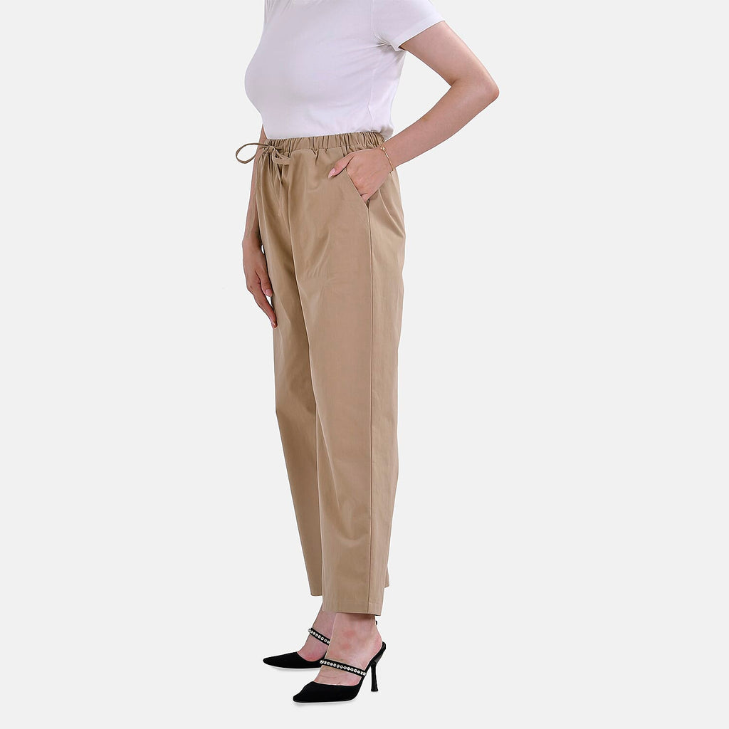 La Marey 100% Cotton Elastic Band Trouser (Size 14) - Khaki