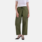 La Marey 100% Cotton Elastic Band Trouser (Size 14) - Olive Green