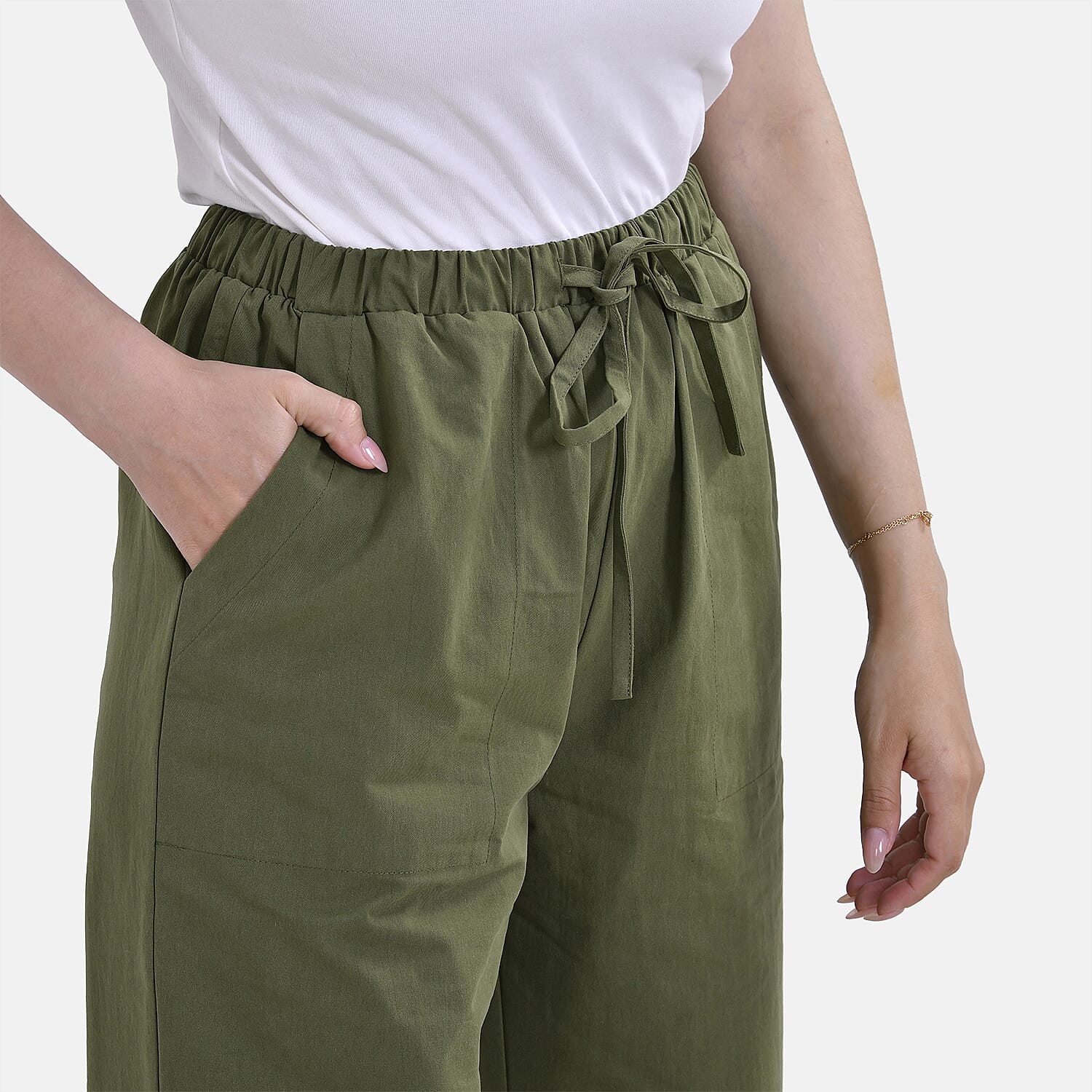 La Marey Cotton Solid Jean and Pant-Trouser (Size 20)- Olive Green
