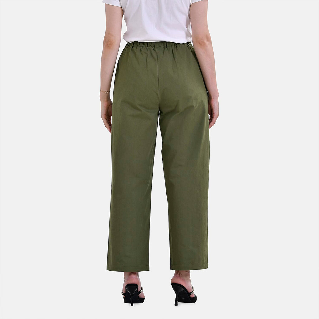 La Marey Cotton Solid Jean and Pant-Trouser (Size 22) - Olive Green