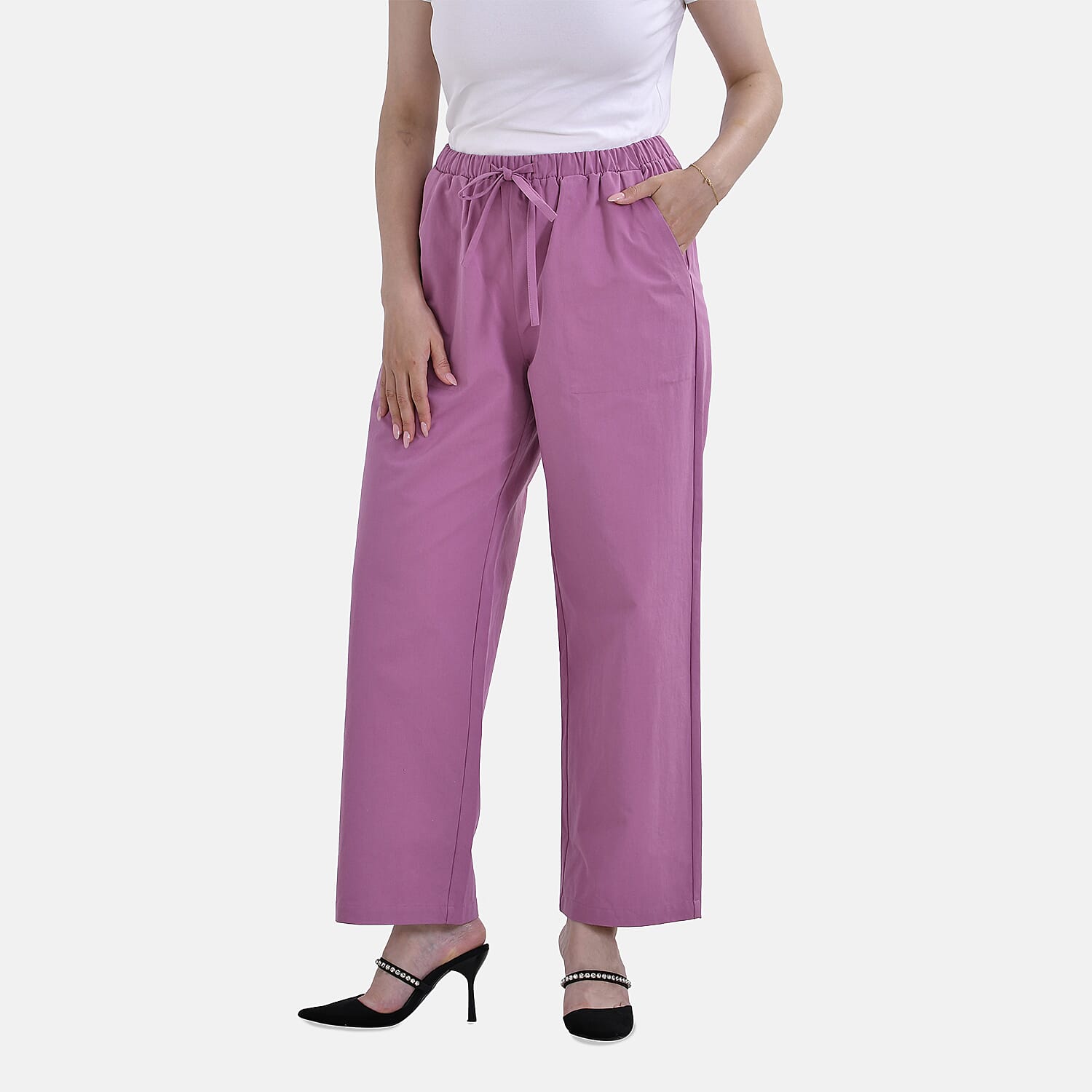 La Marey Cotton Solid Jean and Pant-Trouser (Size 22) - Pink