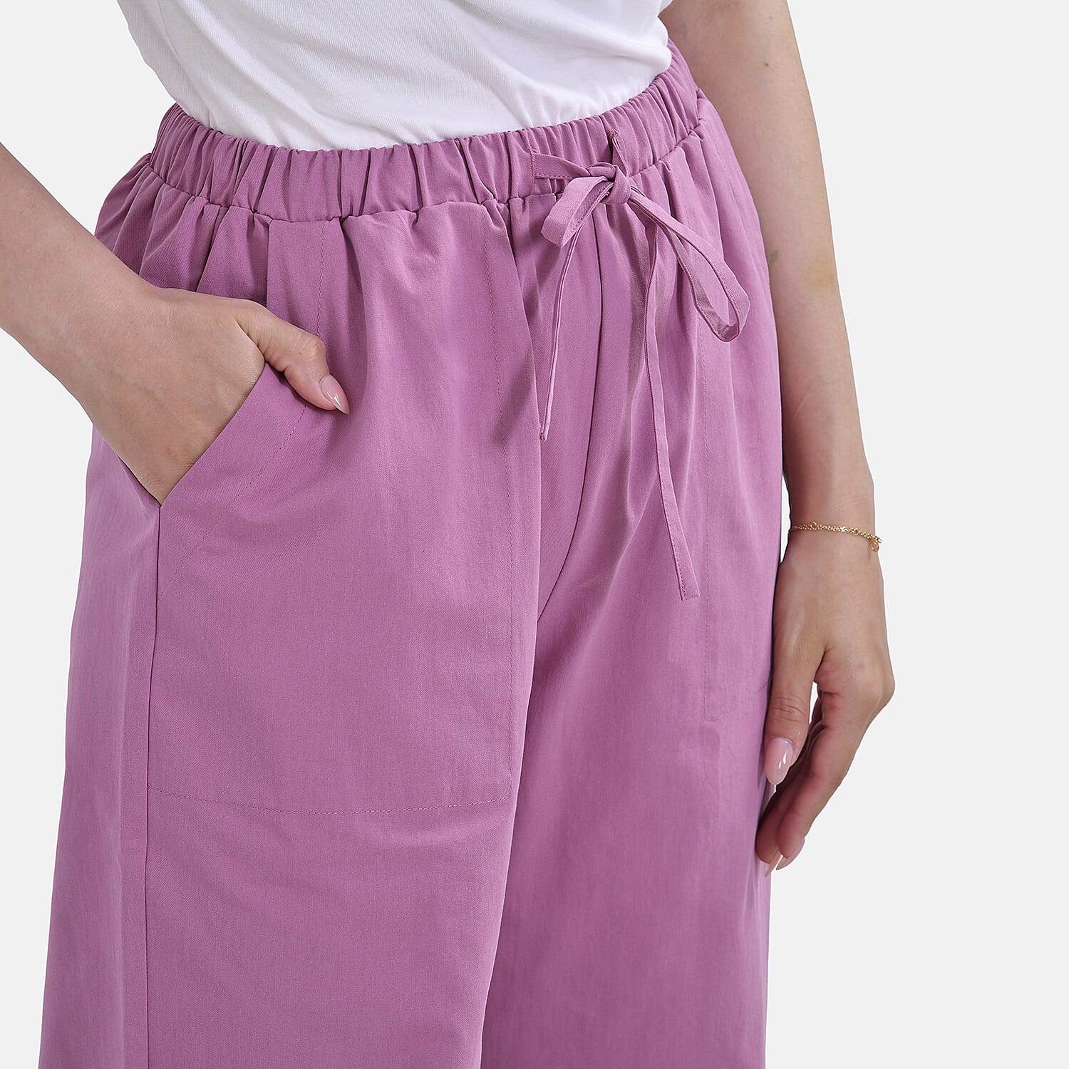 La Marey Cotton Solid Jean and Pant-Trouser (Size 22) - Pink