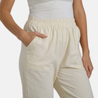 La Marey 100% Cotton Relaxed Fit Capri Trousers (Size - S) - Beige