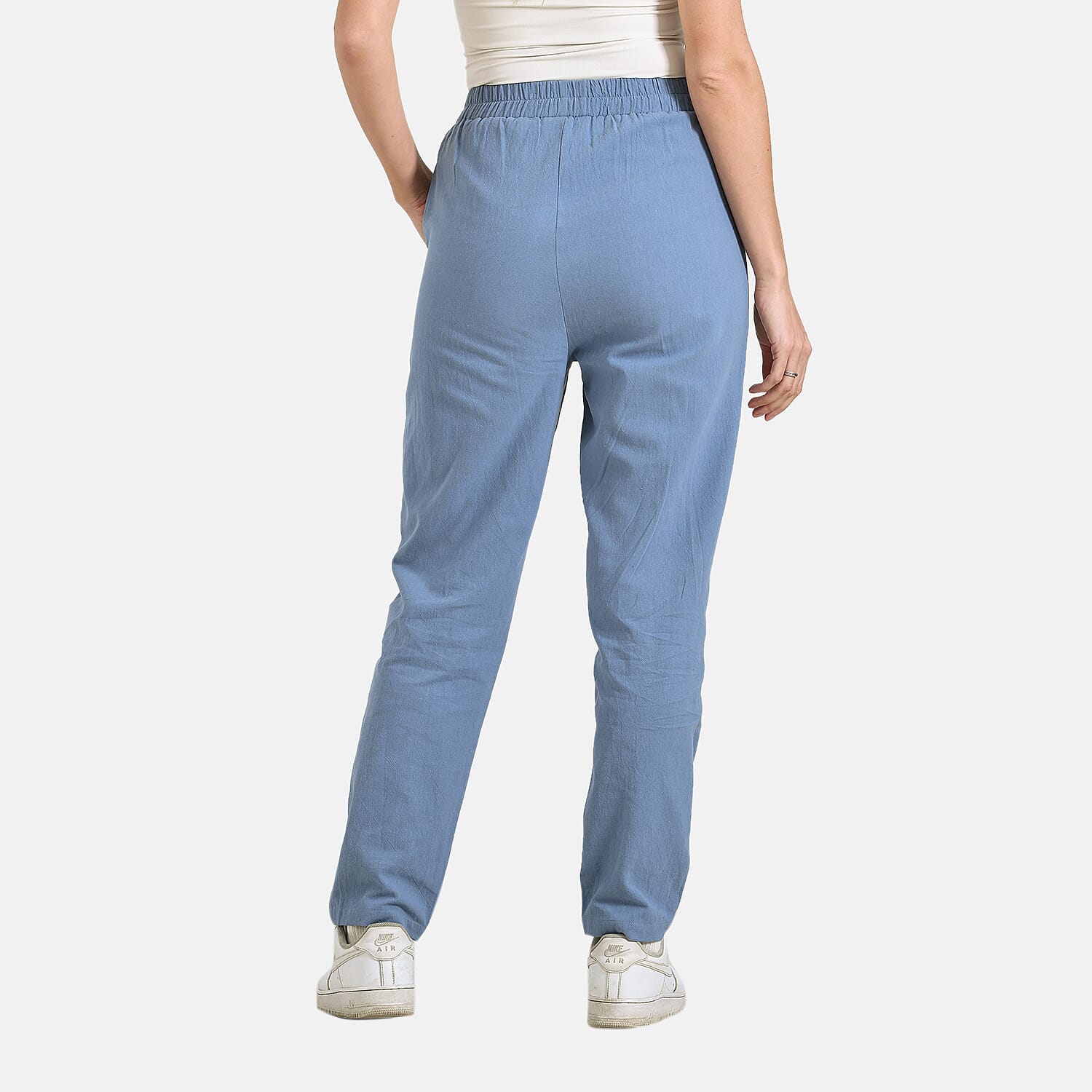 La Marey 100% Cotton Relaxed Fit Capri Trousers (Size - XXL) - Blue