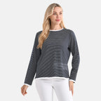 La Marey Classic Crew Neck Striped T-Shirt (Size XXL) - Navy & White