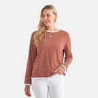 La Marey Cotton Striped Top (Size M) - Terracota & White