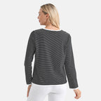 La Marey Cotton Striped Top (Size XXL) - Black & Beige