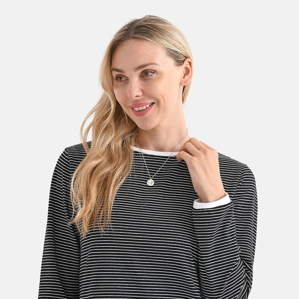 La Marey Cotton Striped Top (Size XXL) - Black & Beige