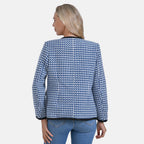 La Marey Houndstooth Boucle Jacket (Size 12) - Blue