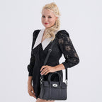 La Marey Genuine Leather Mini Bayswater Satchel Bag - Black