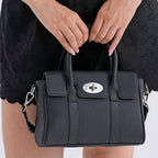 La Marey Genuine Leather Mini Bayswater Satchel Bag - Black