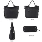 Valissiere Genuine Leather Top Handle Shoulder Bag With Detachable Crossbody Strap - Black