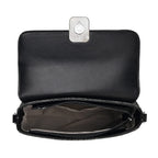 LA MAREY Designer Sling Handbag with Elegant Silver-Tone Chain Strap - Black