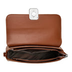 LA MAREY Designer Sling Handbag with Elegant Silver-Tone Chain Strap - Brown