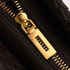 Designer Inspired - La Marey Woven Pattern Genuine Leather Crossbody Bag with Top Handle - Coffee