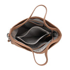 Valissiere Genuine Leather Top Handle Shoulder Bag With Detachable Crossbody Strap - Khaki