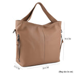 Valissiere Genuine Leather Top Handle Shoulder Bag With Detachable Crossbody Strap - Khaki