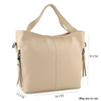 Valissiere Genuine Leather Top Handle Shoulder Bag With Detachable Crossbody Strap - Off White