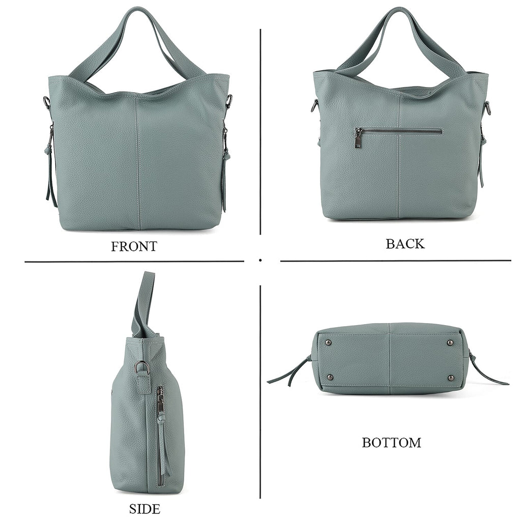 Valissiere Genuine Leather Top Handle Shoulder Bag With Detachable Crossbody Strap - Teal