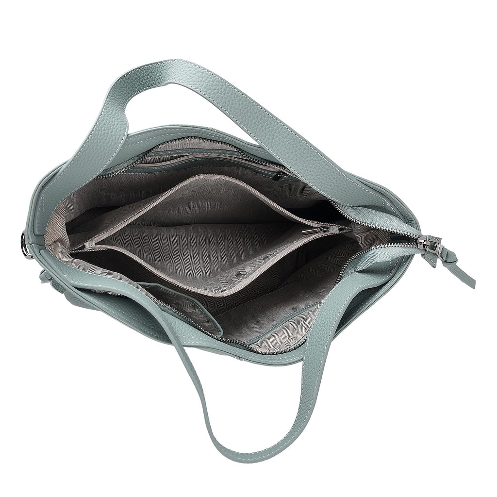 Valissiere Genuine Leather Top Handle Shoulder Bag With Detachable Crossbody Strap - Teal